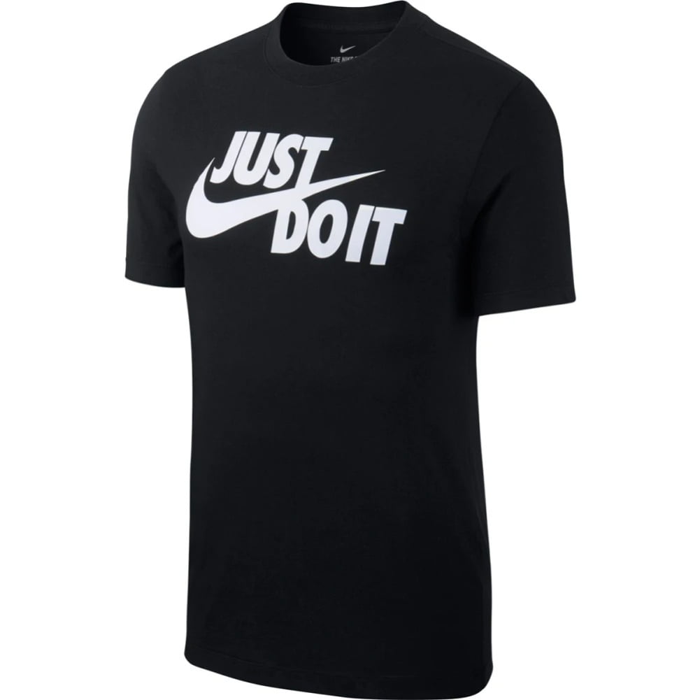 Nike Men's T-Shirt Sportswear "Just Do It" Short Sleeve Neck Athletic Shirt, Black / White, M -