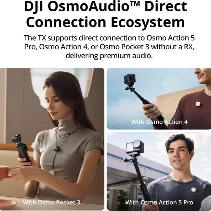 DJI Mic Mini Wireless Microphone 2 TX + 1 RX Wireless Receiver for Mobile Phones
