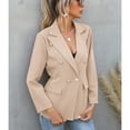 thumbnail image 2 of Chaqueta de traje para mujer, cuello en V, manga larga, bolsillos falsos, botón, chaqueta de traje informal para mujer, albaricoque M, 2 of 5