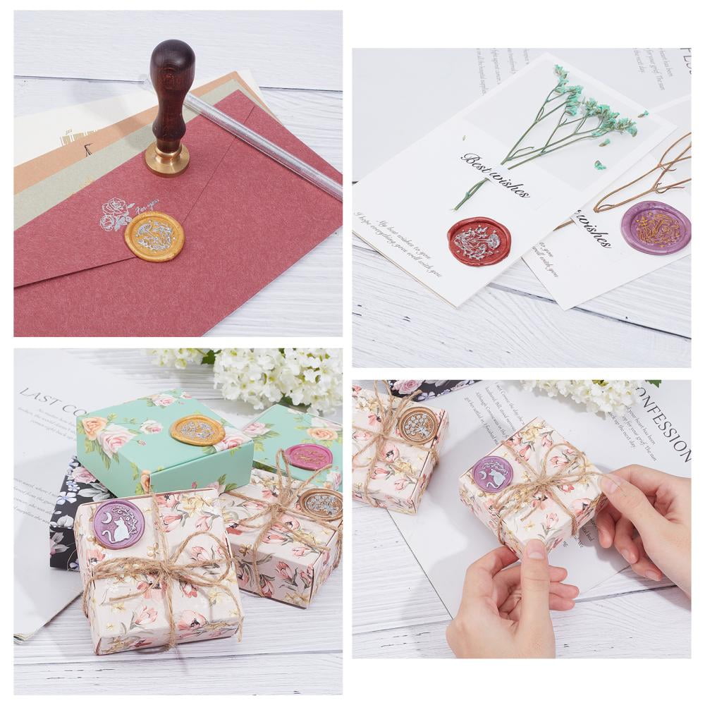 DIY Scrapbook Making Kits Including Sealing Wax Particles Vintage Seal Stamp & Wax Sticks Melting Spoon Paper Envelope Candle Mixed Color 9mm 2 colors 210pcs/color 420pcs