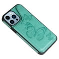 thumbnail image 5 of iPhone 13 Pro Case,Dteck Butterfly Pattern Magnetic Leather Card Holder Wallet Case Shockproof Rubber Hybrid Kickstand Cover for iPhone 13 Pro,Green, 5 of 5
