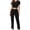 Black, variant on VISALY Pajama Sets Matching Pajama Set Women's Sleepwear Short Sleeve Shirts Crewneck Tank Tops Crop Tops with Long Pants Sleepwear Set Loungewear Black L