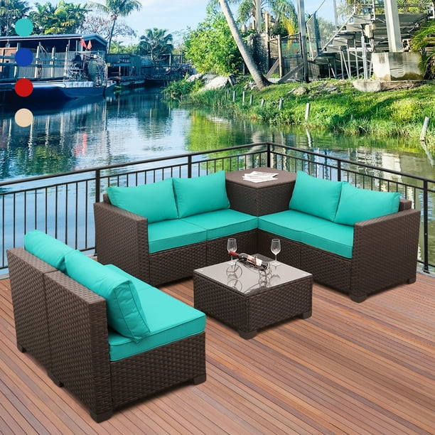 Waroom Outdoor Furniture Set 6Piece Patio Wicker Sectional