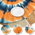 thumbnail image 4 of Orange Blue Tie Dye Spiral Pattern Round Fitted Tablecloth with Elastic Edge,Dining Table Cover Waterproof,Outdoor Round Tablecloth for Camping,Dining,Indoor and Outdoor, 4 of 7
