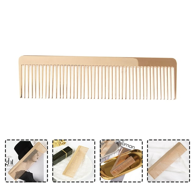 unbranded Peine De Estilismo De Metal Dorado Con Superficie Antideslizante Para Barbería