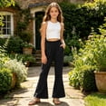 thumbnail image 7 of Cethrio Girls Cotton Linen Outfit Sets, Casual 2 Piece Sleeveless Kids' Summer Clothing Sets Black Size 5-6 T, 7 of 7