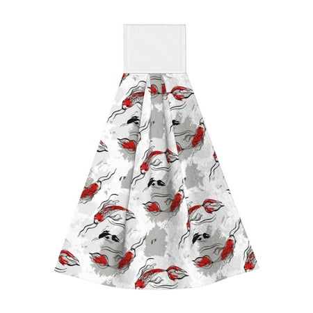 

Adobk Koi Fish Print Coral Velvet Hand Wipes Fashion Hanging Kitchen Towel for Bathroom Washcloth Absorbent Tie Towel