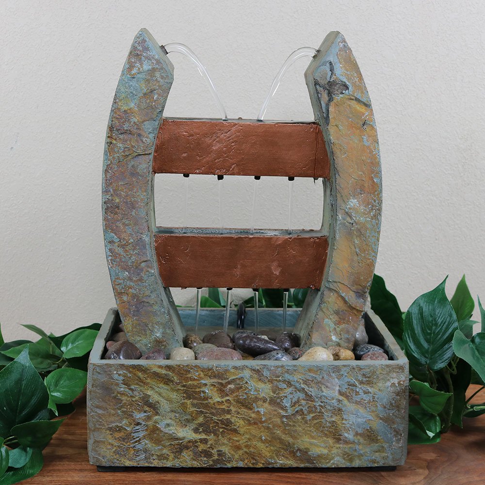 Sunnydaze Impetus Natural Slate Indoor Tabletop Water Fountain 16