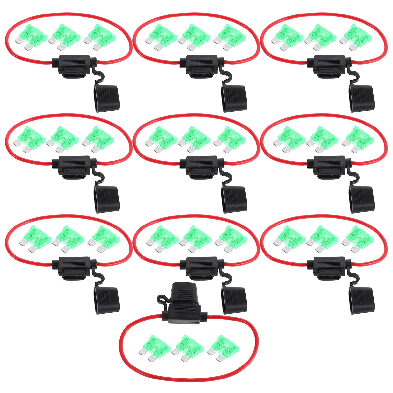 DEEPCRAFF 10Pcs Inline Fuse Holder Set with 30a Fuse for Automotive Motorcycle Boat and Marine Use