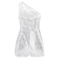 thumbnail image 2 of Zaldita Kids Girls Shiny Sequin Rompers Gown One Shoulders Sleeveless Short Jumpsuit Party Dance Outfits Silver 12, 2 of 5
