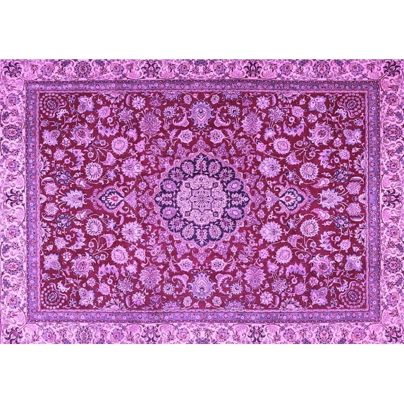Ahgly Company Indoor Rectangle Medallion Purple Traditional Area Rugs, 7' x 10'