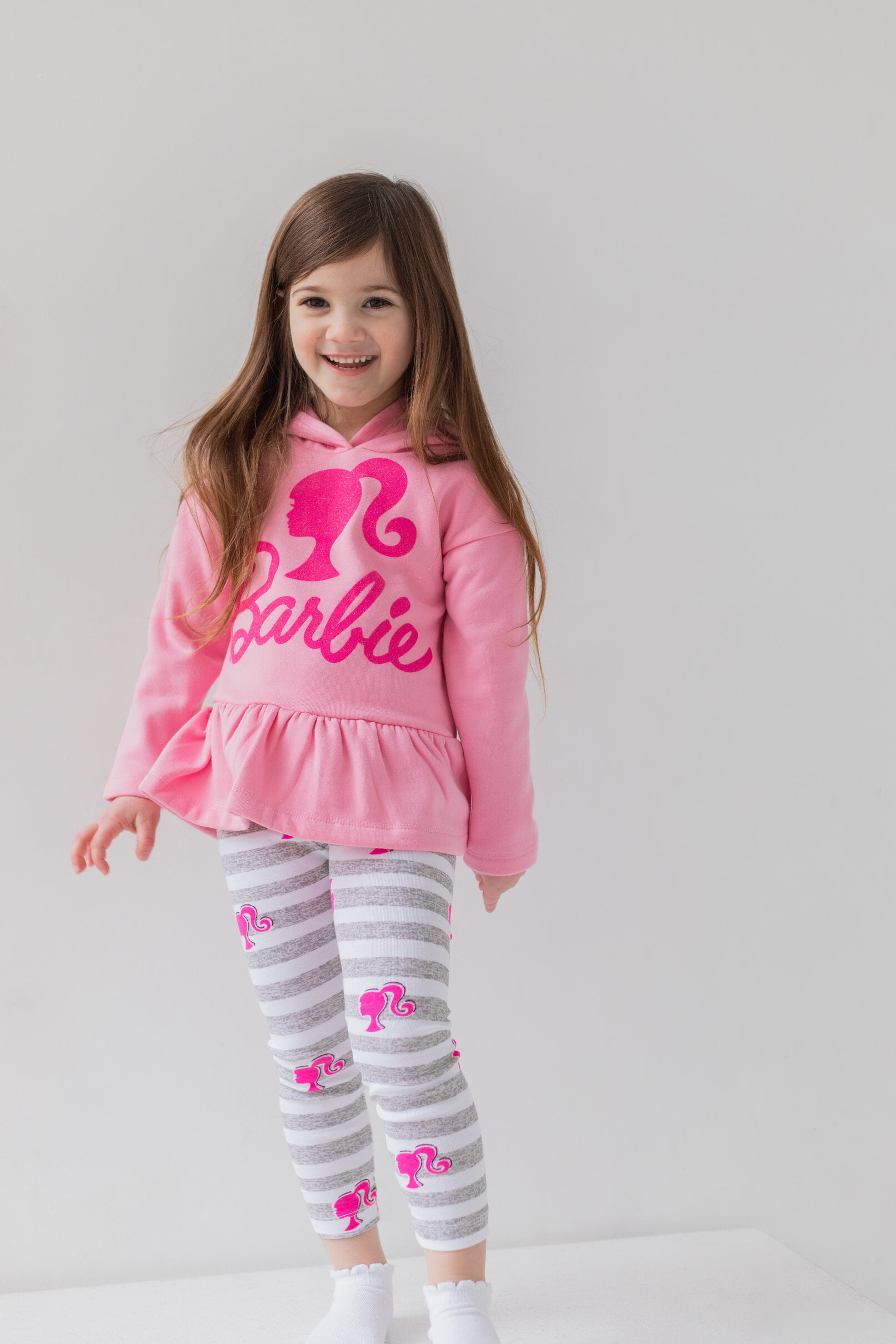 Barbie Little Girls Fleece Hoodie and Leggings Outfit Set Toddler to Big  Kid 