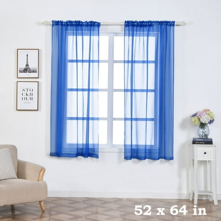 - BalsaCircle 2 pcs 52 x 64-Inch Sheer Organza Curtains Drapes Panels Window Treatments - Home Decorations