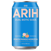 ARIH Dual Biotic Soda, Functional Prebiotic and Postbiotic Soda, Low Sugar, Peach Mango Horizon, 12 fl oz