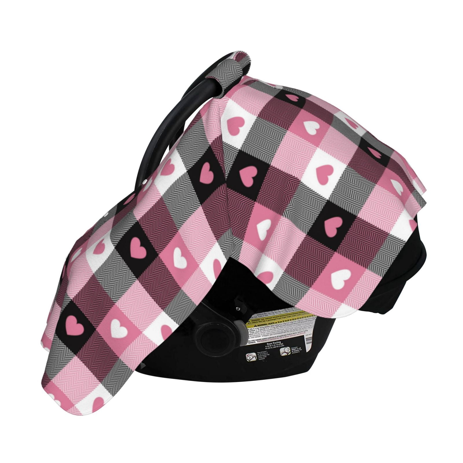 Naloa Heart Plaid Baby Car Seat Cover, Breathable Baby Carrier Cover, Multiuse Baby Carrier Cover & Nursing Breastfeeding Cover