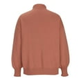 thumbnail image 6 of Womens Knitted Mock Neck Sweater Lantern Long Sleeve Plain Pullover Tops for Fall Winter Casual Clothes Loose Fit (Small, Watermelon Red), 6 of 6