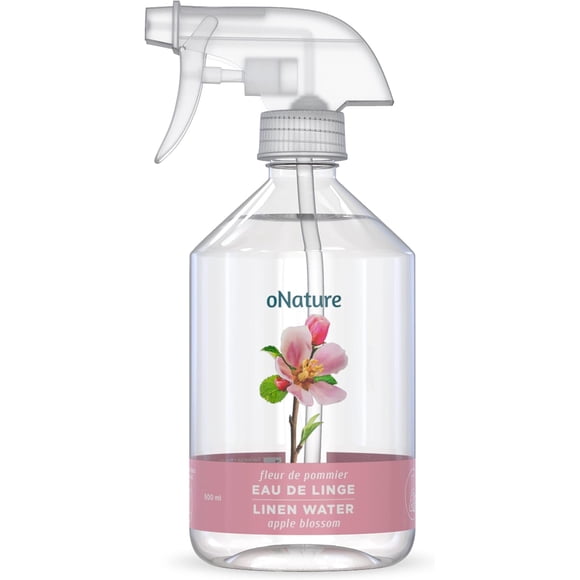 oNature Fabric Refresher Spray – Water Mist for Linen - Made in Canada from Natural Healthy Ingredients - Guaranteed Without Harmful Chemicals (Apple Blossom Aroma – 500ml Sprayer)