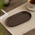 thumbnail image 4 of Faux Wood Grain Serving Tray Dark Brown 9.45in Oval Dessert Tray for Coffee Shop Cake Fruit Snacks Home Kindergarten Use, 4 of 6