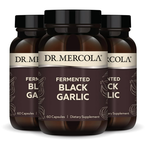 Dr. Mercola Fermented Black Garlic, 90 Servings (180 Capsules), Dietary Supplement, Supports Immune Health, Non-GMO