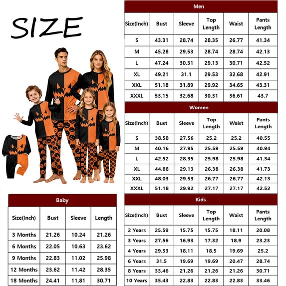 Family Spooky Halloween Sleepwear Outfits Long Sleeve Crew Front Shirt and Pants Set Comfortable Halloween Holiday Loungewear