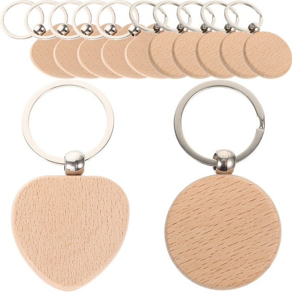 FRCOLOR 12-Pcs Wood Engraving Blanks for Craft Supplies Name Tag Light Brown Beech