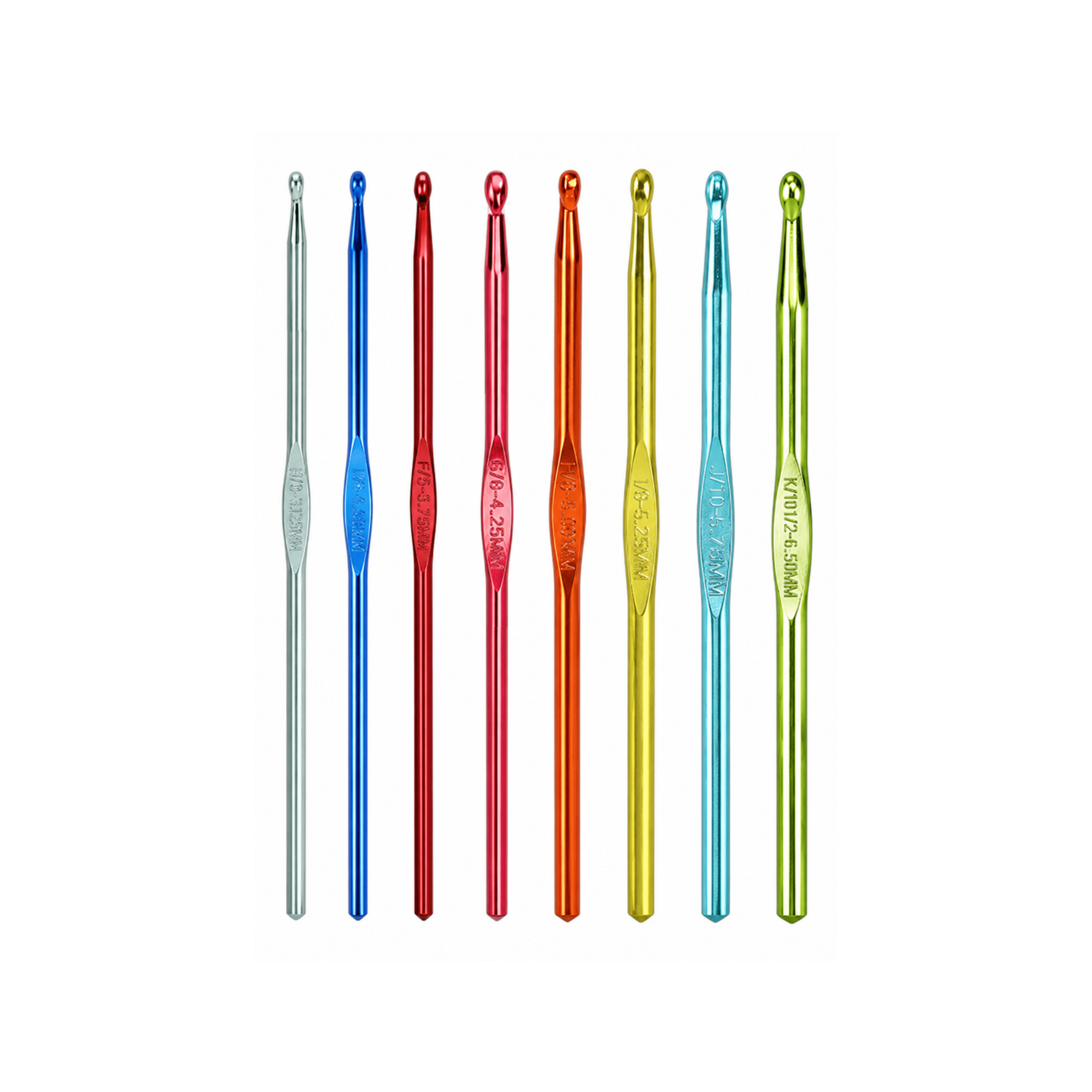 Hello Hobby Aluminum Crochet Hooks, Sizes D-K, 8-Piece Set