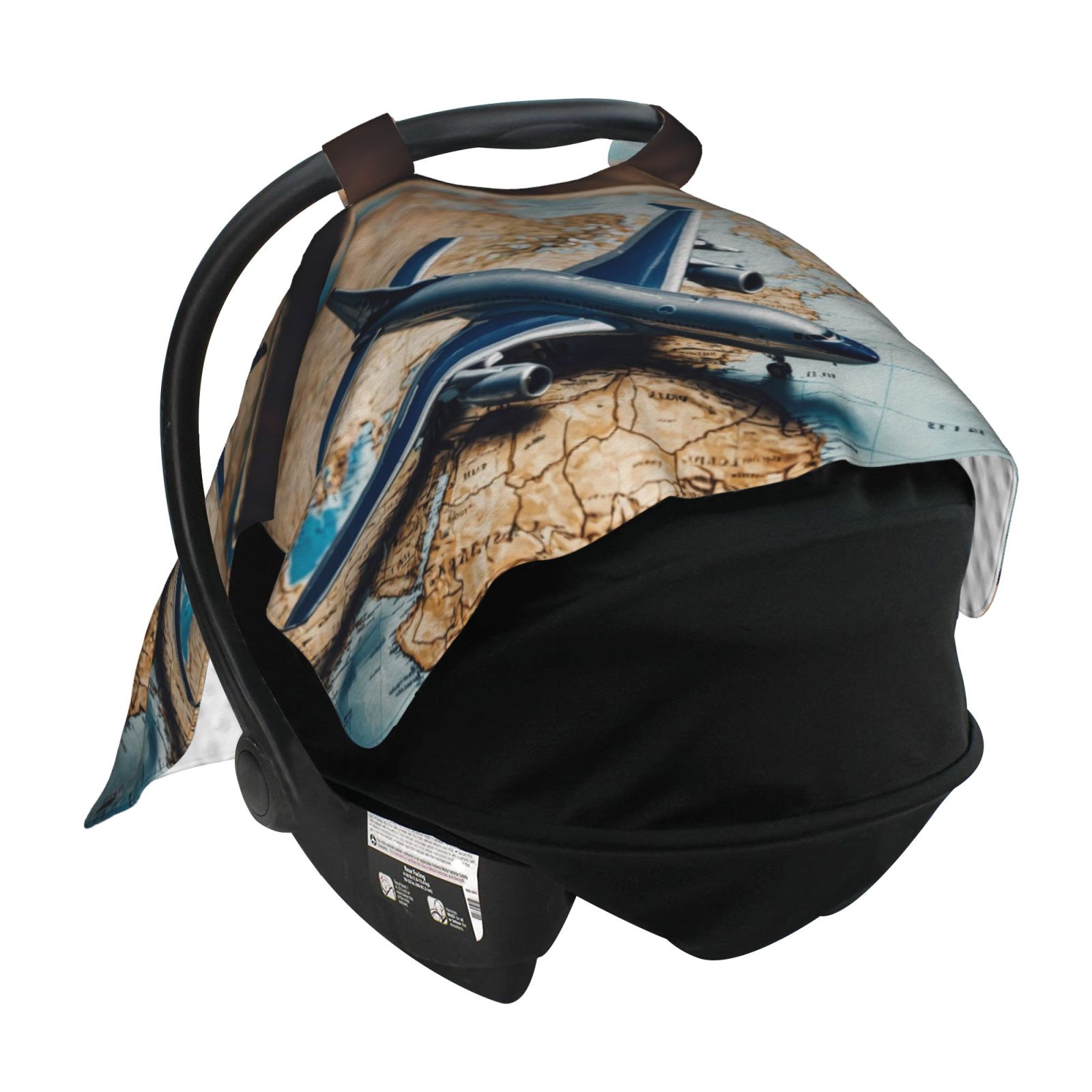 Car Seat Cover Baby - Airplane World Map Adventure Breathable Infant Car Seat Cover for Baby Carseat, Lightweight Comfort Baby Essentials Must Haves Newborn Stuff for Girl Boy