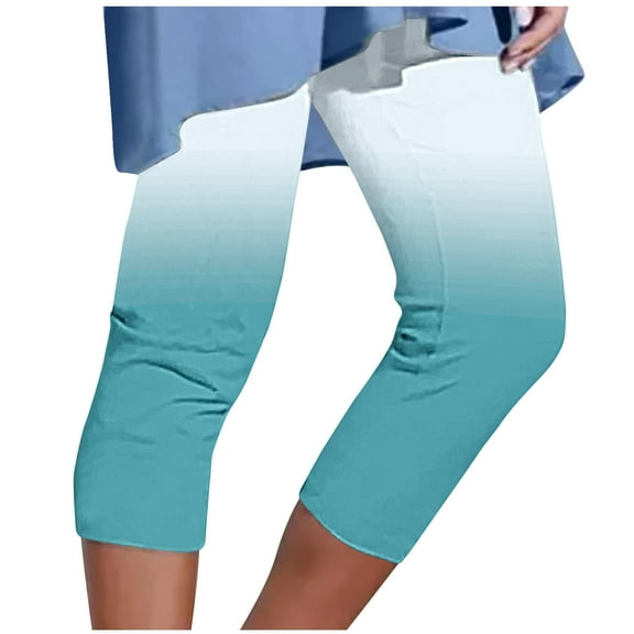 Aofany Capri Leggings for Women Summer High Waisted Yoga Capris Lightweight Beach Tights Stretch Cropped Pants
