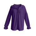 thumbnail image 4 of Womens Hoodies Long Sleeve Hooded Top Small V Neck Button Shirt Sweatshirt Tops Solid Fall Winter Casual Outerwear, 4 of 4