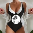 thumbnail image 2 of Cathalem Womens Swimsuit Tummy Control V Neck Bathing Suits,Black XXL, 2 of 4