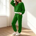 thumbnail image 2 of Womens Sweatsuits Plaid Printed Crewneck Sweatshirt Sports Jogger Pants Sets Loose Fit Casual Fall Outfits (M, Green), 2 of 7