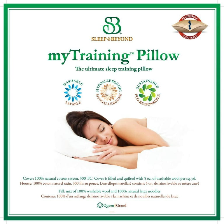 Sleep & Beyond myTraining™ Pillow, the ultimate 100% natural and adjustable  sleep training pillow, Queen 20x30 