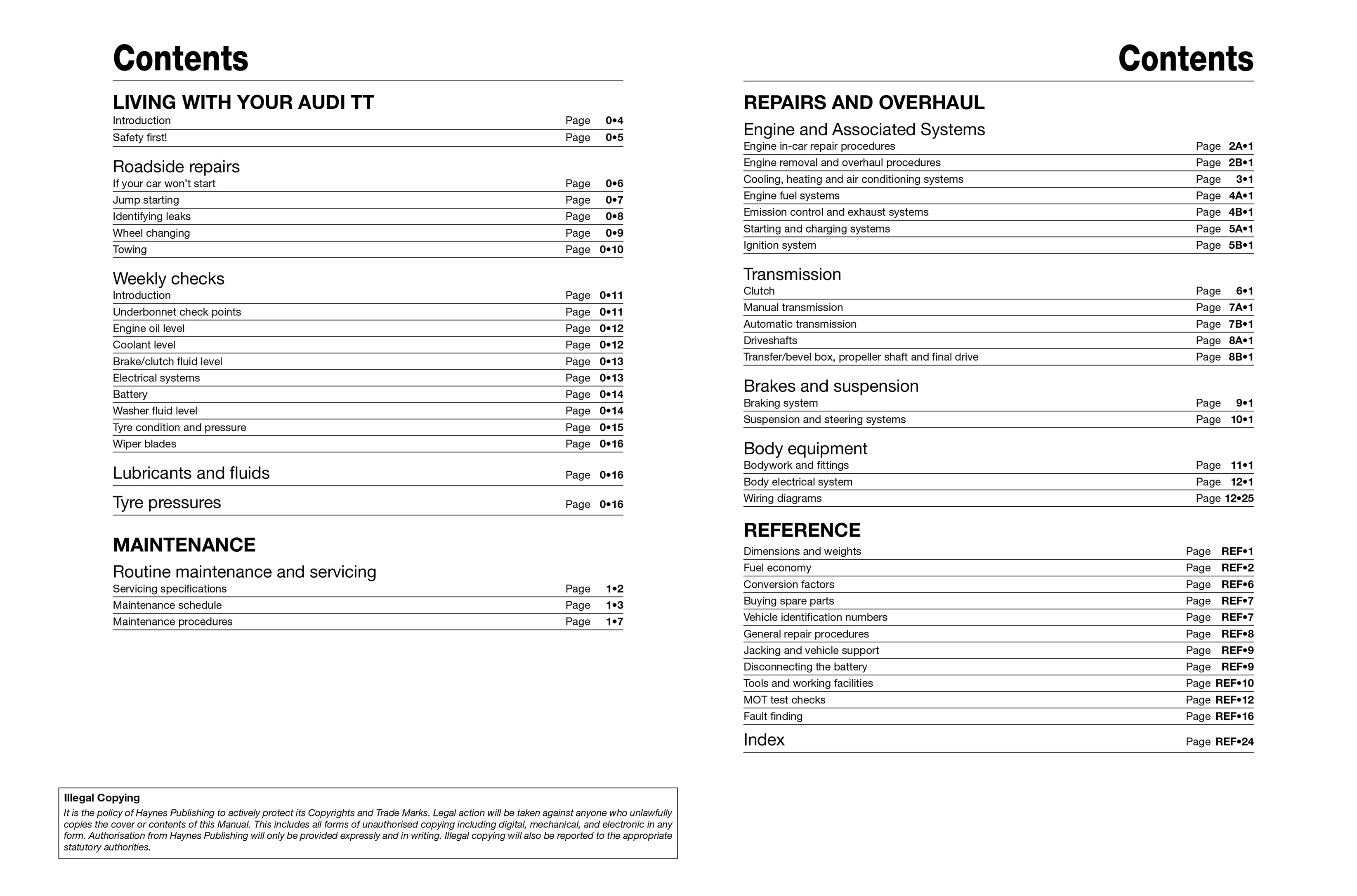 TT Audi アウディ 整備書 Manual Service to Haynes サービス