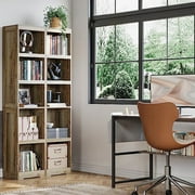 LINSY HOME 68in 5 Tier Bookshelf, Tall Narrow Bookcase Shelf Storage Organizer, Modern Book Shelf for Bedroom, Living Room and Home Office, Light Brown