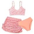 thumbnail image 2 of hengsof Girls 3 Piece Swimsuit Set Fashion Print Bikini Halter Top Swim Skirt Swim Bottom Cute Summer Beach Bathing Suit for Kids Ages 6-14, 2 of 6