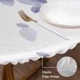 thumbnail image 3 of Modern Blue Round Tablecloth, Fitted Table Cover with Elastic for 55"-60" Round Tables, Gradient Floral Abstract Bohemian White Table Cloth Outdoor Indoor Dinning Party Waterproof Tablecloths, 3 of 7