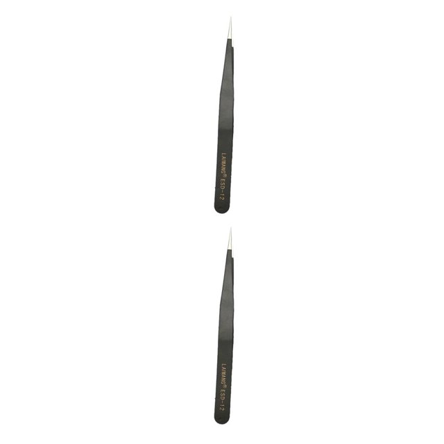 Soidarity Pinzas para pestañas, resistentes al desgaste, cobertura de superficie de alto grado, herramientas de extensión Eyewinker, ESD-12 de 1.5 mm 2Conjunto