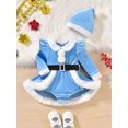 thumbnail image 3 of Miaouyo Infant Baby Girls Christmas Romper Dress 1 3 6 9 12 18 Months Plush Patchwork Long Sleeve Jumpsuits and Cute Santa Hat Set, 3 of 9
