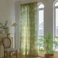 thumbnail image 5 of Green Leaves Boho Curtain for Bedroom,  Rod Pocket Rustic Farmhouse Bohemian Tassels Window Treatment, 1 Panel, 5 of 10