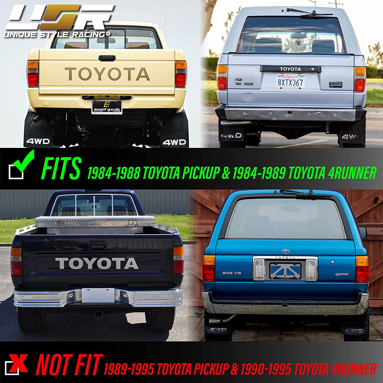 For Toyota Pick Up 2/4WD 84-88/4Runner 84-1989 Tail Light Lens