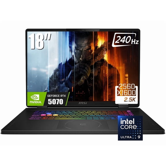 MSI Crosshair 18 HX Gaming Laptop, 18" 2560 x 1600 QHD 240Hz IPS Display, Intel Core Ultra 9 275HX, GeForce RTX 5070 8GB GDDR7, RGB Backlit KB, WiFi 6E, Win11 Home(16GB DDR5 - 1TB SSD)