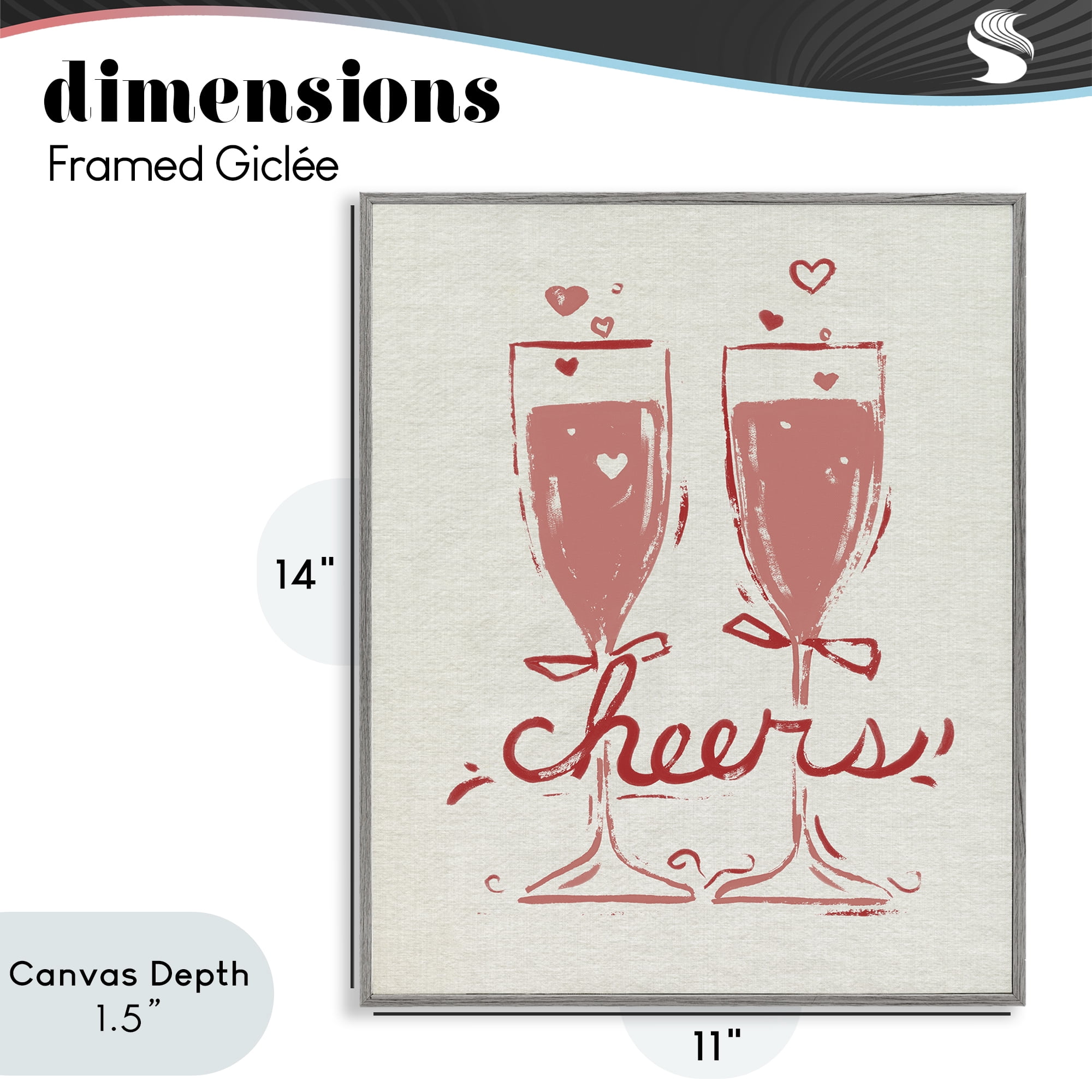 Stupell Industries Romantic Cheers To Love Gray Framed Giclee Art, design by June Erica Vess