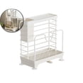 thumbnail image 1 of Dvruxg Wall Mount Kitchen Knife & Cutting Board Rack, No Drill Metal Organizer w/Dish Tray(White), 1 of 5