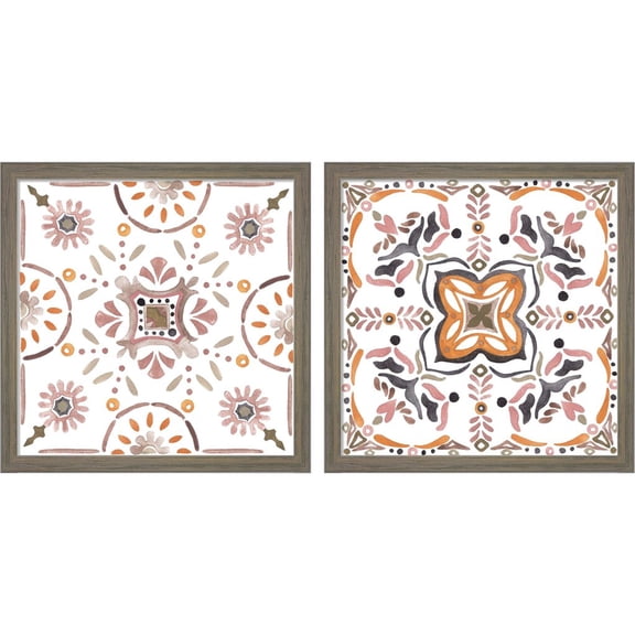 Great Art Now Summertime Ceramic by Melissa Wang, 2 Piece Framed Art Set Each 13"W x 13"H