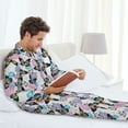 thumbnail image 6 of Naloa Bright Butterflies1 Men’s Pajamas Set - Long Sleeve Button Down Sleep Shirt and Pajama Bottoms Sleepwear Set-X-Large, 6 of 7
