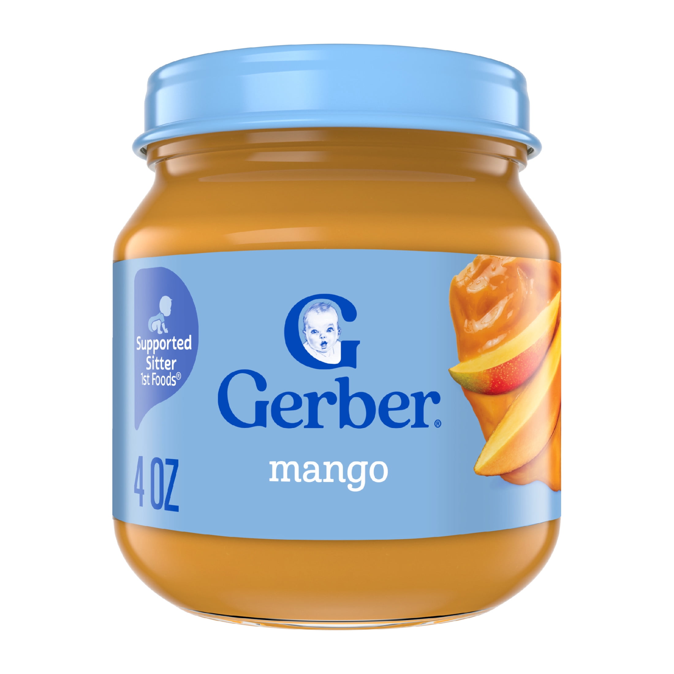 (6 pack) Gerber 1st Foods Natural for Baby Baby Food, Mango, 4 oz Jar