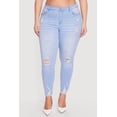 thumbnail image 3 of Women's Plus Size WAX Distressed Frayed Hem Skinny Jeans, 3 of 4