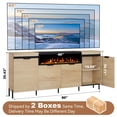 thumbnail image 3 of 80" Sideboard Buffet Cabinet with 40" Decorative Fireplace, Storage Cabinet with 4 Doors & Open Shelf for Dining Room or Living Room-Wood, 3 of 10
