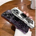 thumbnail image 4 of Electroplated Astronaut Hidden Stand Case for iPhone 14 Pro Max Case for Women with Camera Protection Foldable Astronaut Kickstand Phone Case Soft Glitter Bling Protective Case (Deep Purple), 4 of 6