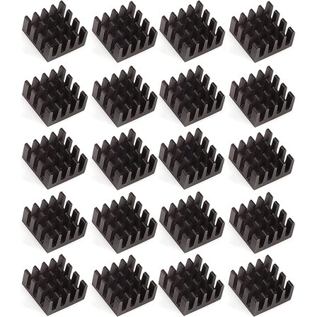 Easycargo 20pcs 14mm Heatsink 14x14x7mm, Black Anodized Aluminum Heat Sink for Cooling Cooler GPU Chips VRAM VGA VRAM RAM (14mmx14mmx7mm)